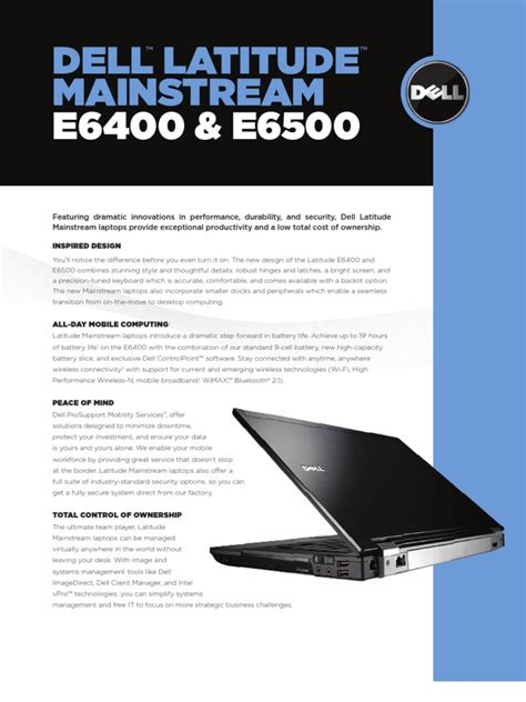 Dell latitude e6400 specs sheet